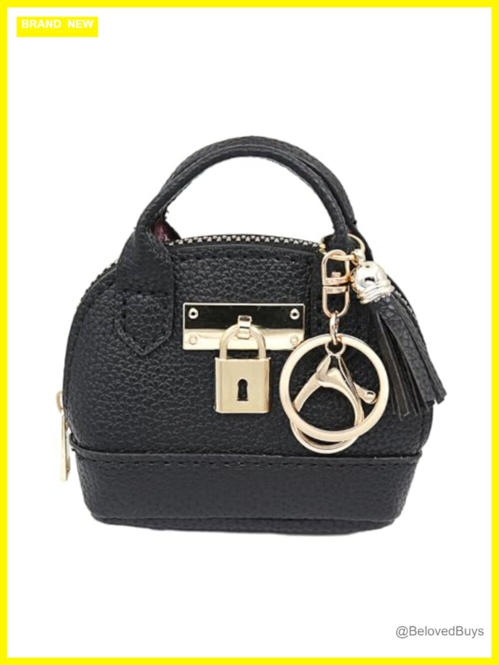 Mini Tote Bag Coin Purse Keychain PU Leather Tassel Zip